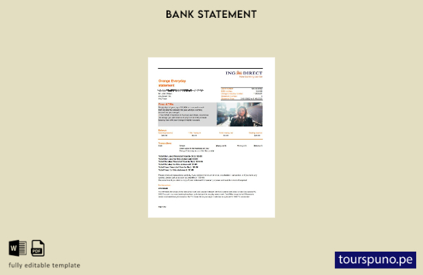 lista para imprimir plantilla de páginas de extracto bancario de ING Direct de A